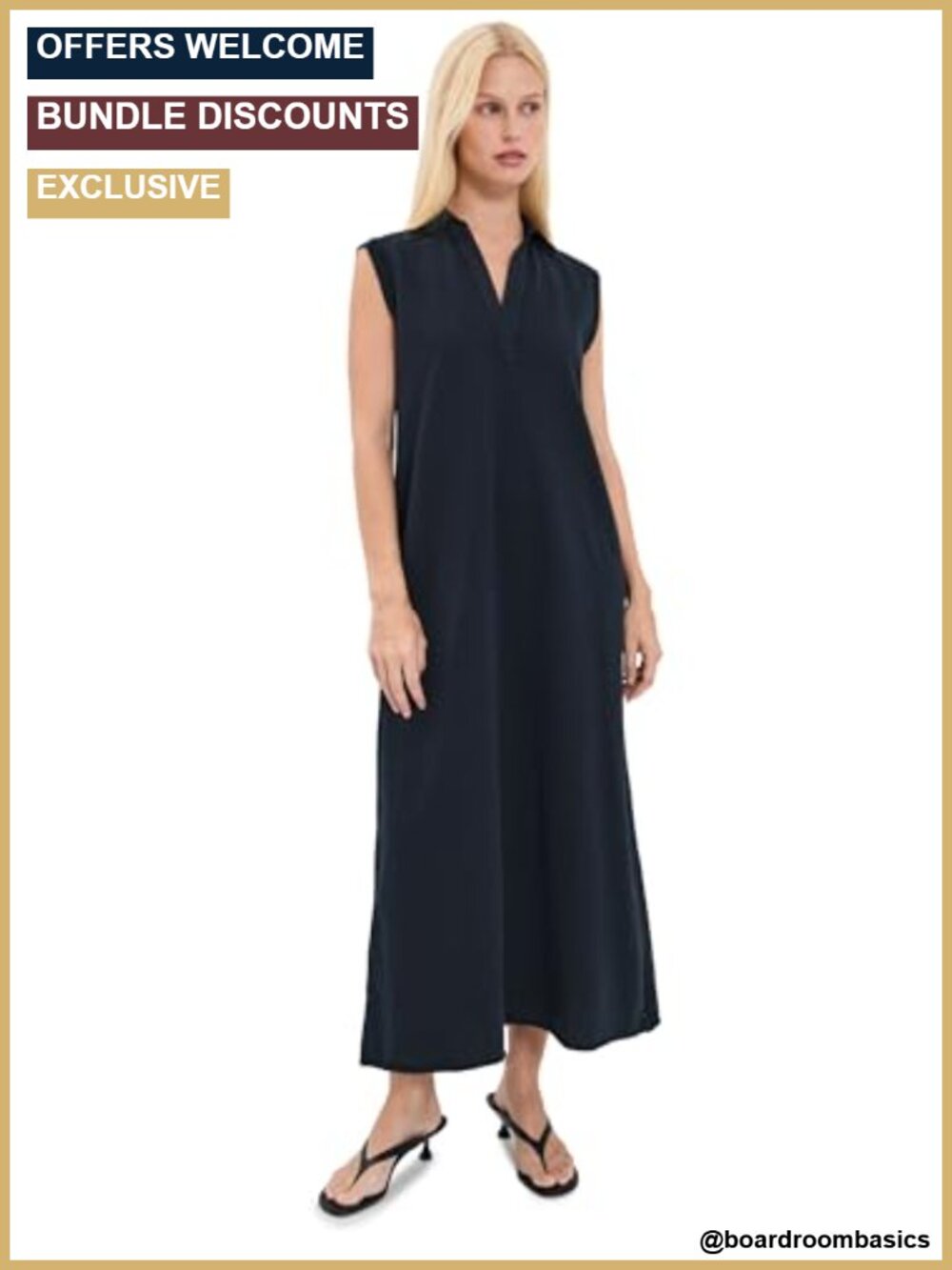 Women's Cotton Sleeveless Polo Dress Midi Casual Pullover